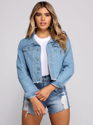 Fab And Frayed Cropped Denim Jacket