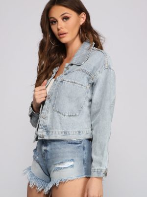 Vintage Glam Oversized Denim Jacket