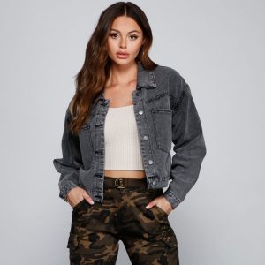 Trendy Moment Oversized Cropped Denim Jacket