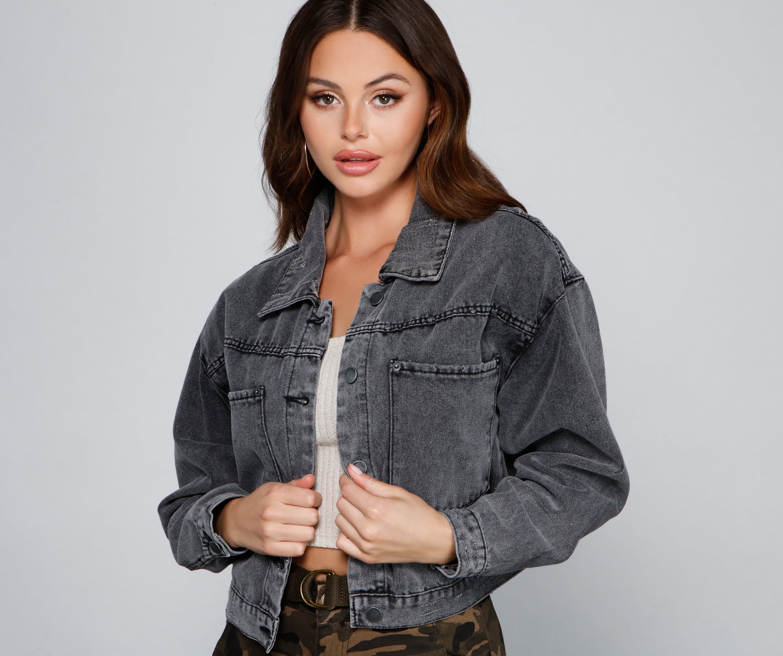 Trendy Moment Oversized Cropped Denim Jacket - Image 3