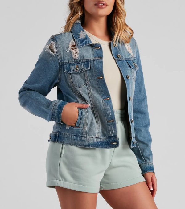 Stun on Em' Cropped Denim Jacket - Image 4