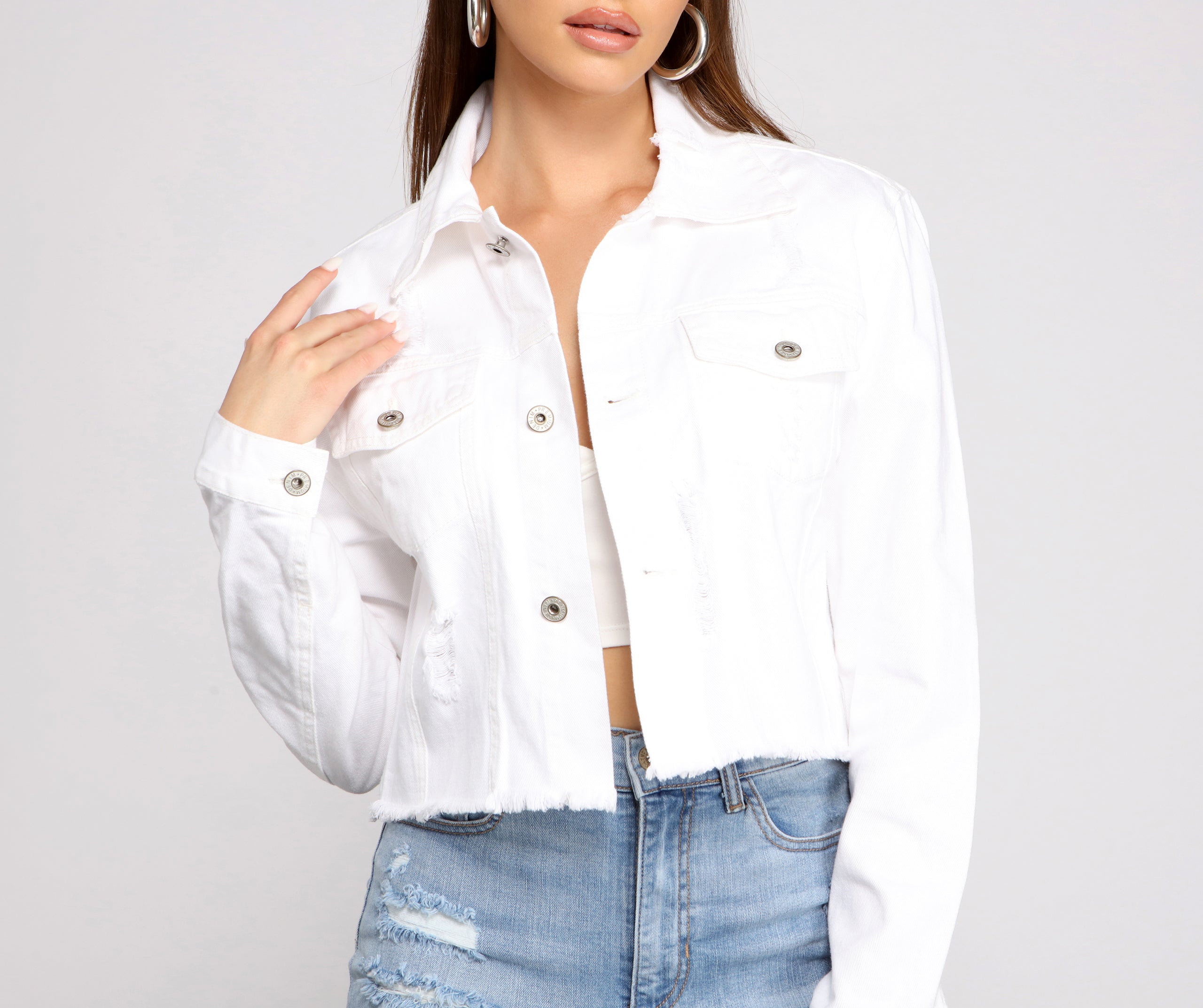 Feeling Good Cropped Denim Jacket - Image 3