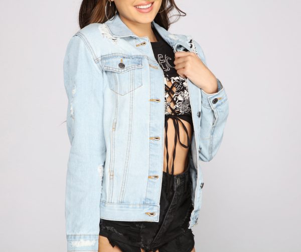 On The Edge Destructed Denim Jacket - Image 3