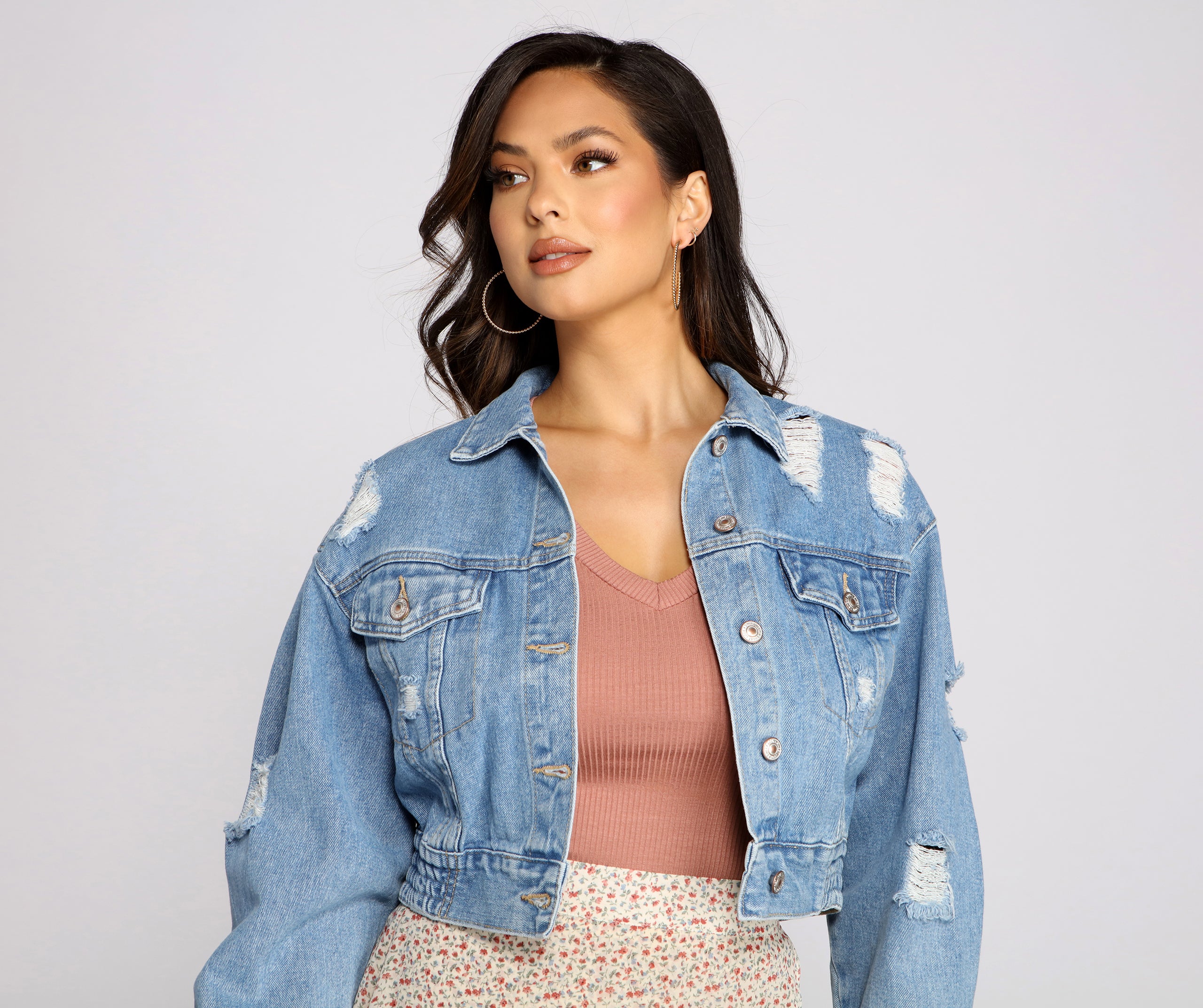 Chic Moments Cropped Denim Jacket - Image 3