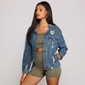 Edgy Everyday Destructed Denim Jacket