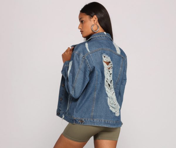 Edgy Everyday Destructed Denim Jacket - Image 2