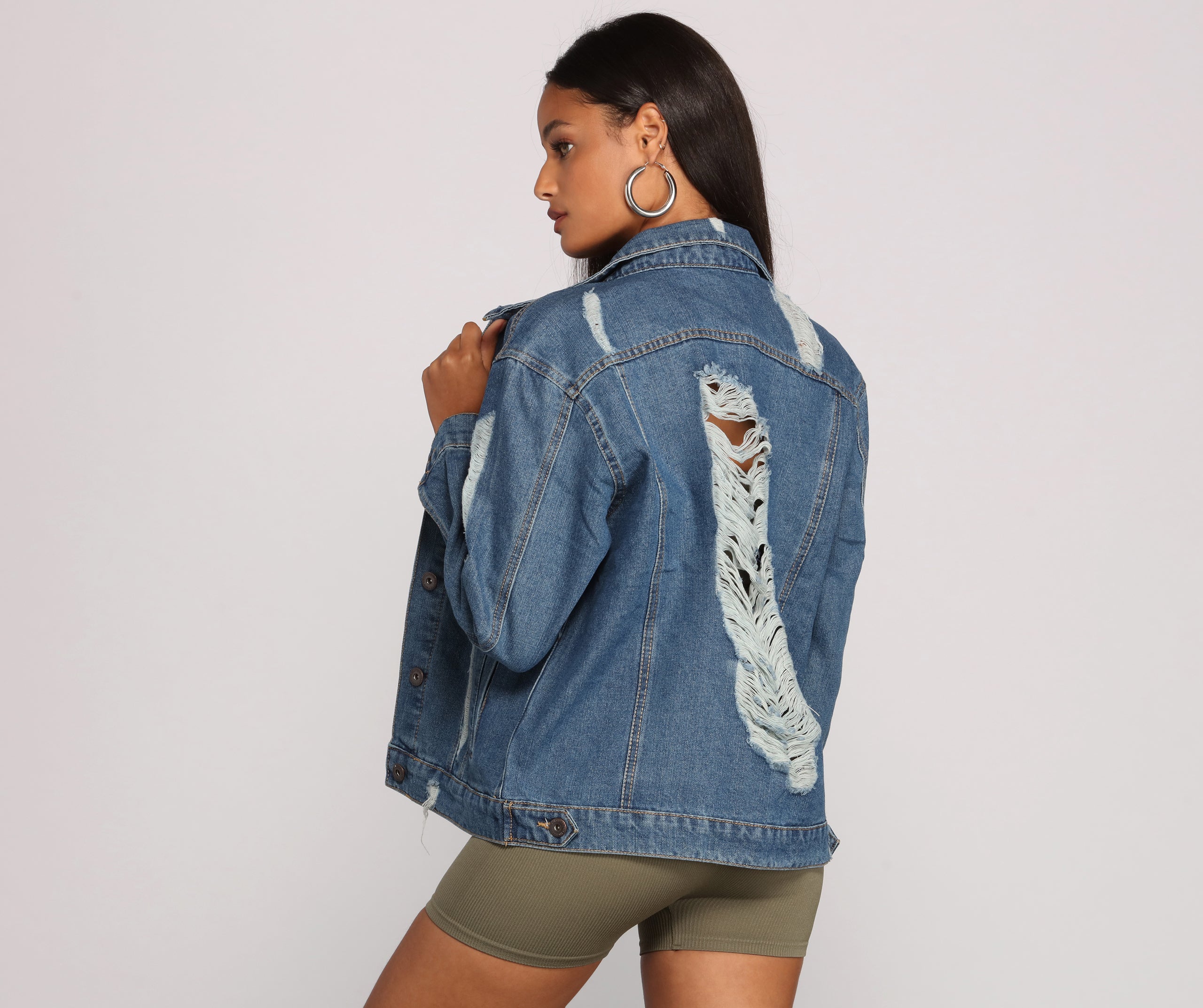 Edgy Everyday Destructed Denim Jacket - Image 2