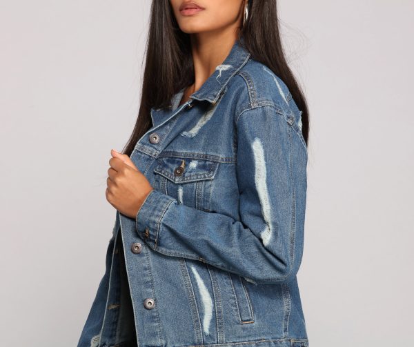 Edgy Everyday Destructed Denim Jacket - Image 3