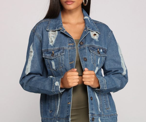 Edgy Everyday Destructed Denim Jacket - Image 5
