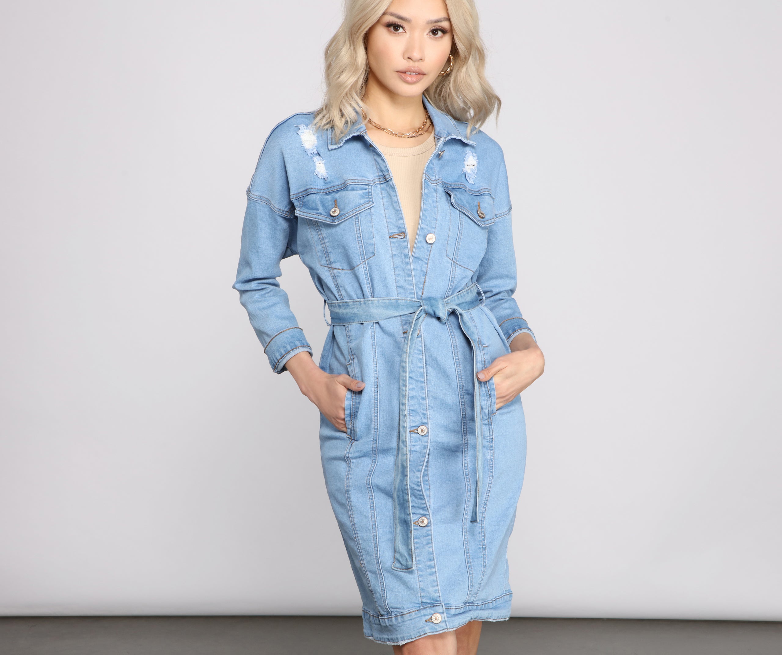 All The Deets Longline Denim Jacket - Image 3