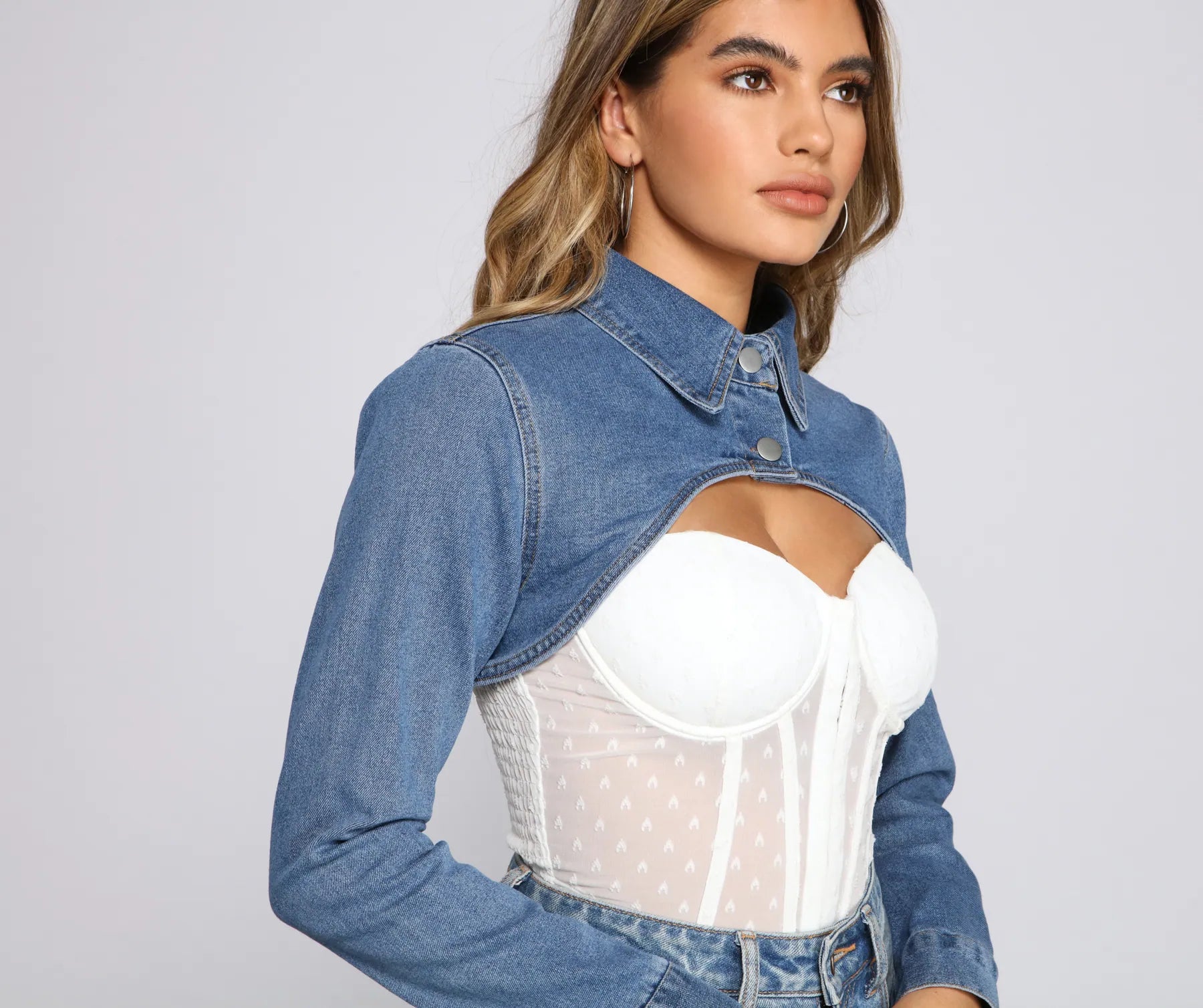 Classic Mood Denim Cropped Topper - Image 3