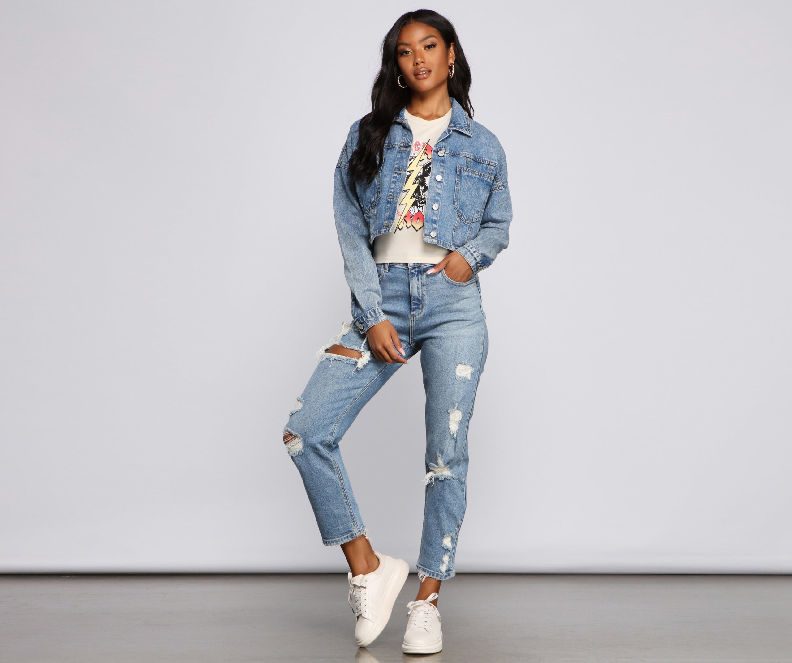 The Next Level Cropped Denim Jacket - Image 2