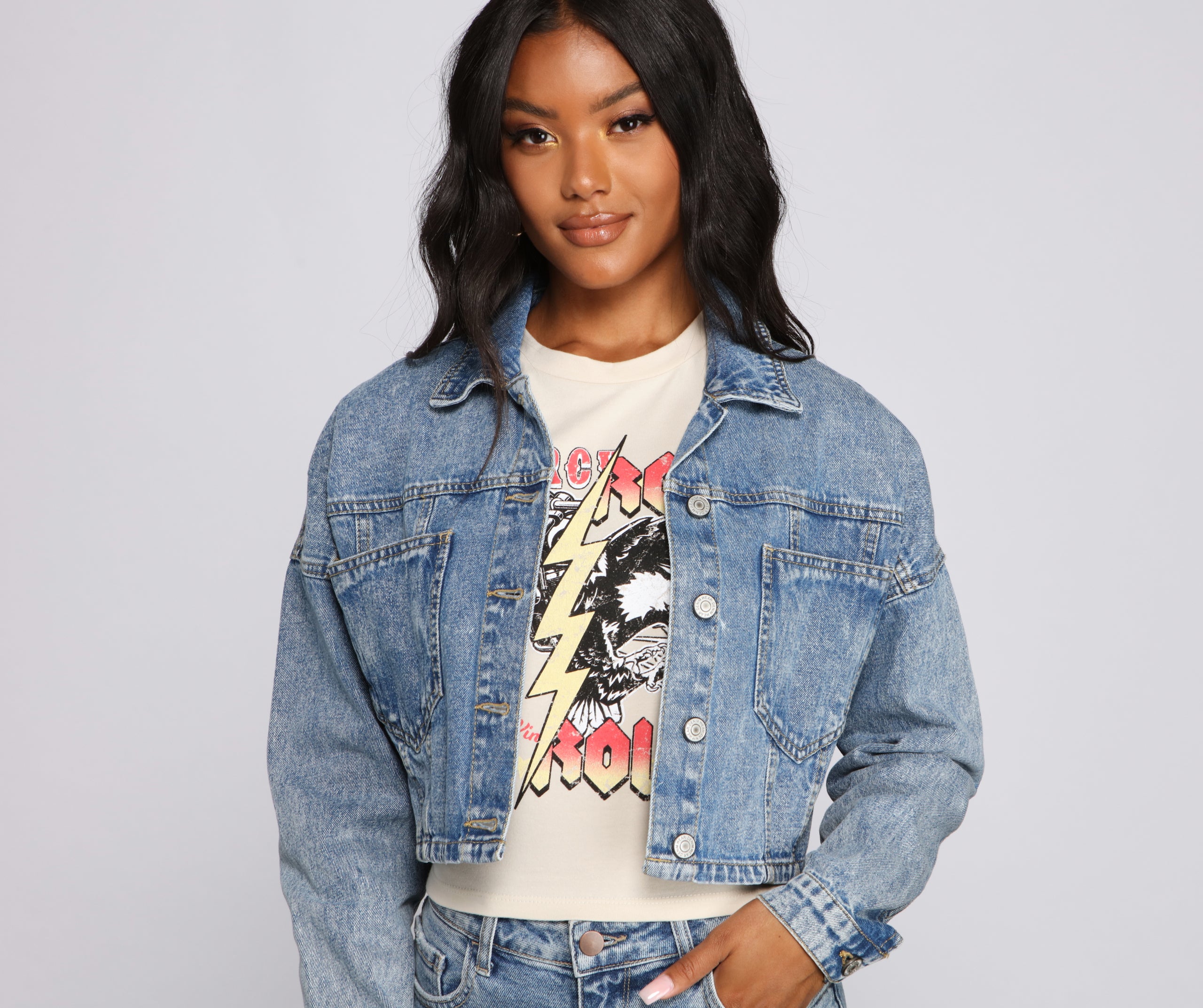 The Next Level Cropped Denim Jacket - Image 4