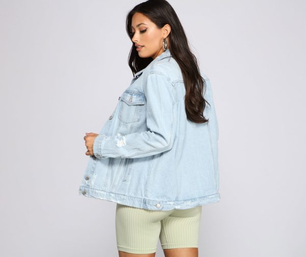Destructed Diva Oversized Denim Jacket - Image 2