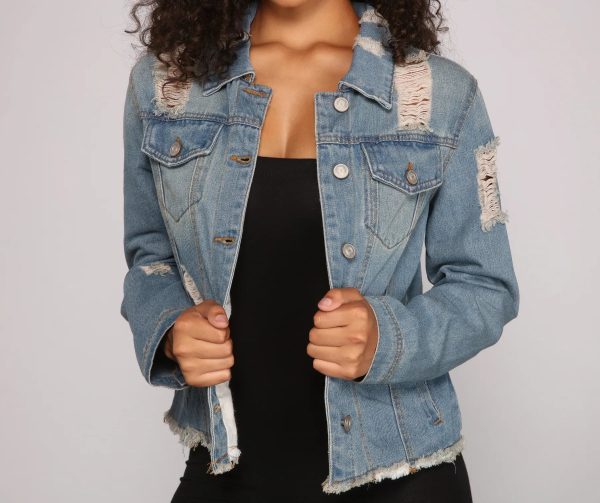 Casual Everyday Distressed Denim Jacket - Image 4