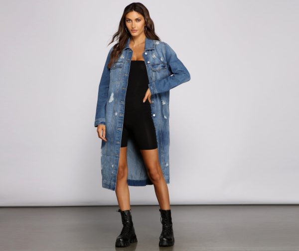 Such A Vibe Long-Line Denim Jacket - Image 2