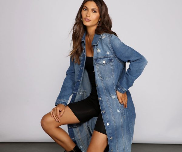 Such A Vibe Long-Line Denim Jacket - Image 3