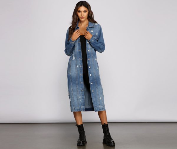 Such A Vibe Long-Line Denim Jacket - Image 5