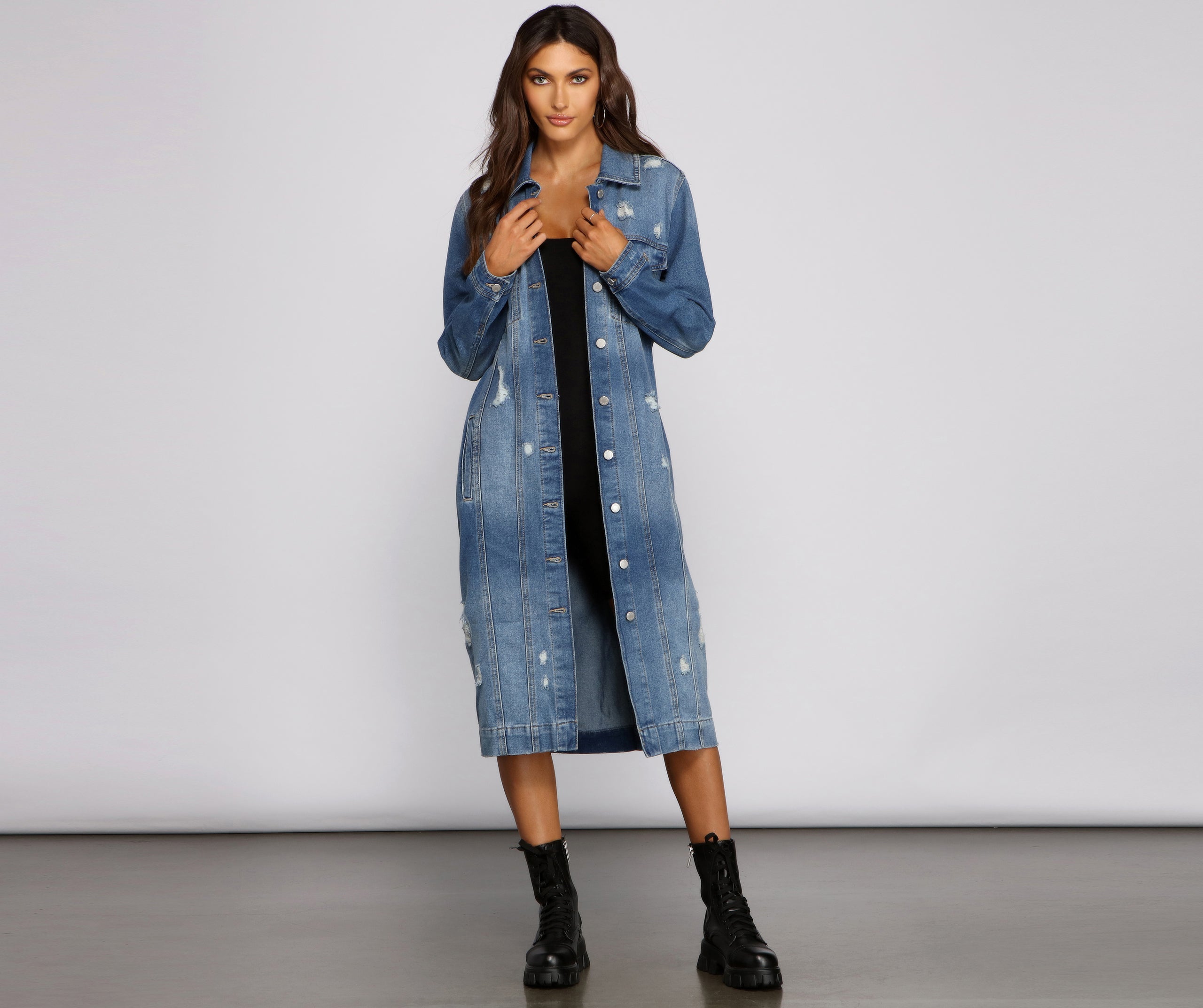 Such A Vibe Long-Line Denim Jacket - Image 5