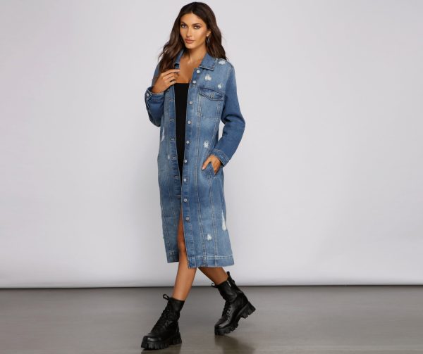Such A Vibe Long-Line Denim Jacket - Image 6