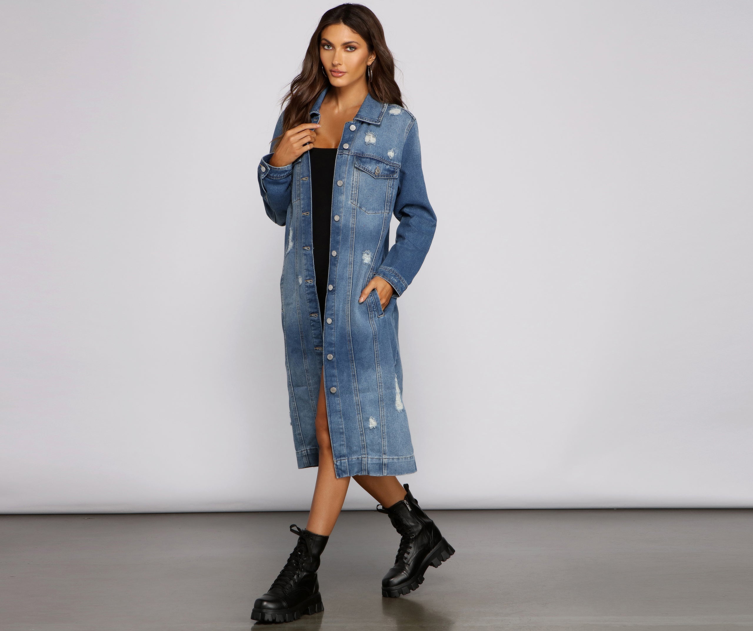 Such A Vibe Long-Line Denim Jacket - Image 6