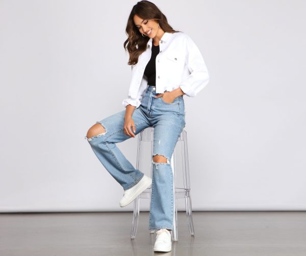 Casual Staple Destructed Denim Jacket - Image 2