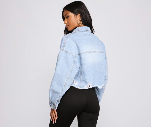 Diva Glam Destructed Denim Jacket - Image 2