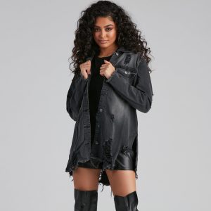 Grunge And Glam Denim Shacket