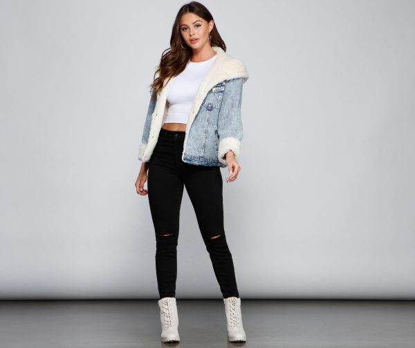 All the Feels Faux Fur Lined Denim Jacket - Image 4