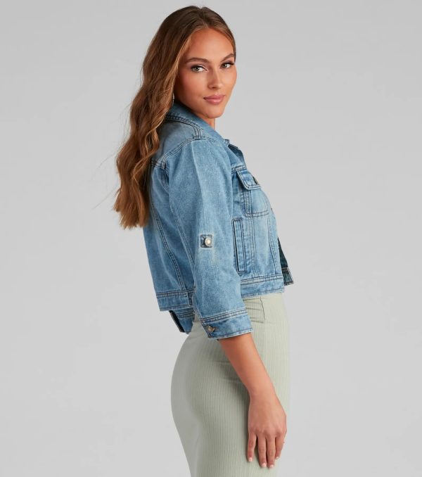 Cute And Classic Cuffed Denim Jacket - Image 2