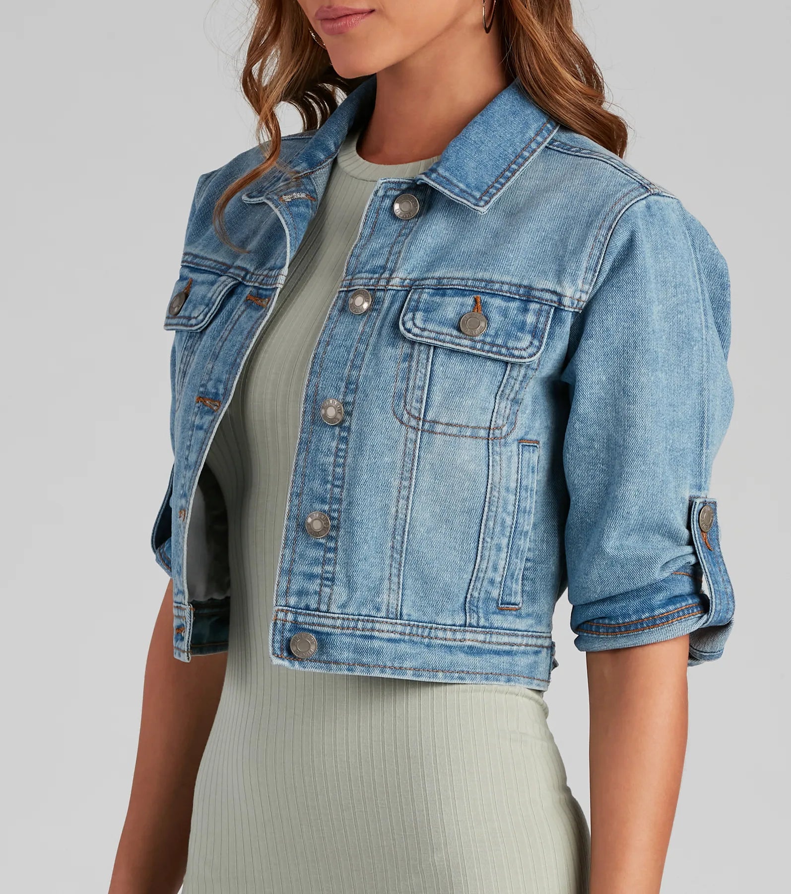 Cute And Classic Cuffed Denim Jacket - Image 4