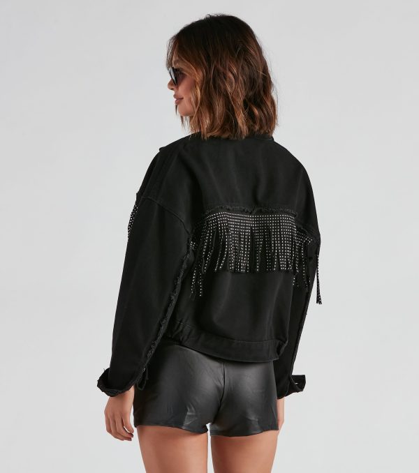 Rodeo Chick Denim Stud Fringe Jacket - Image 2