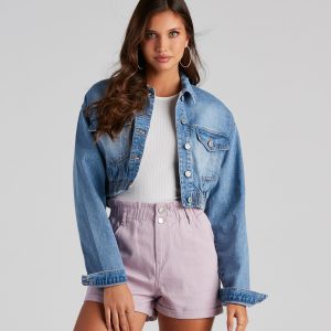 Go With It Cropped Denim Jacket