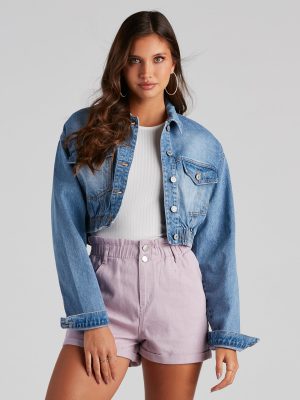 Go With It Cropped Denim Jacket