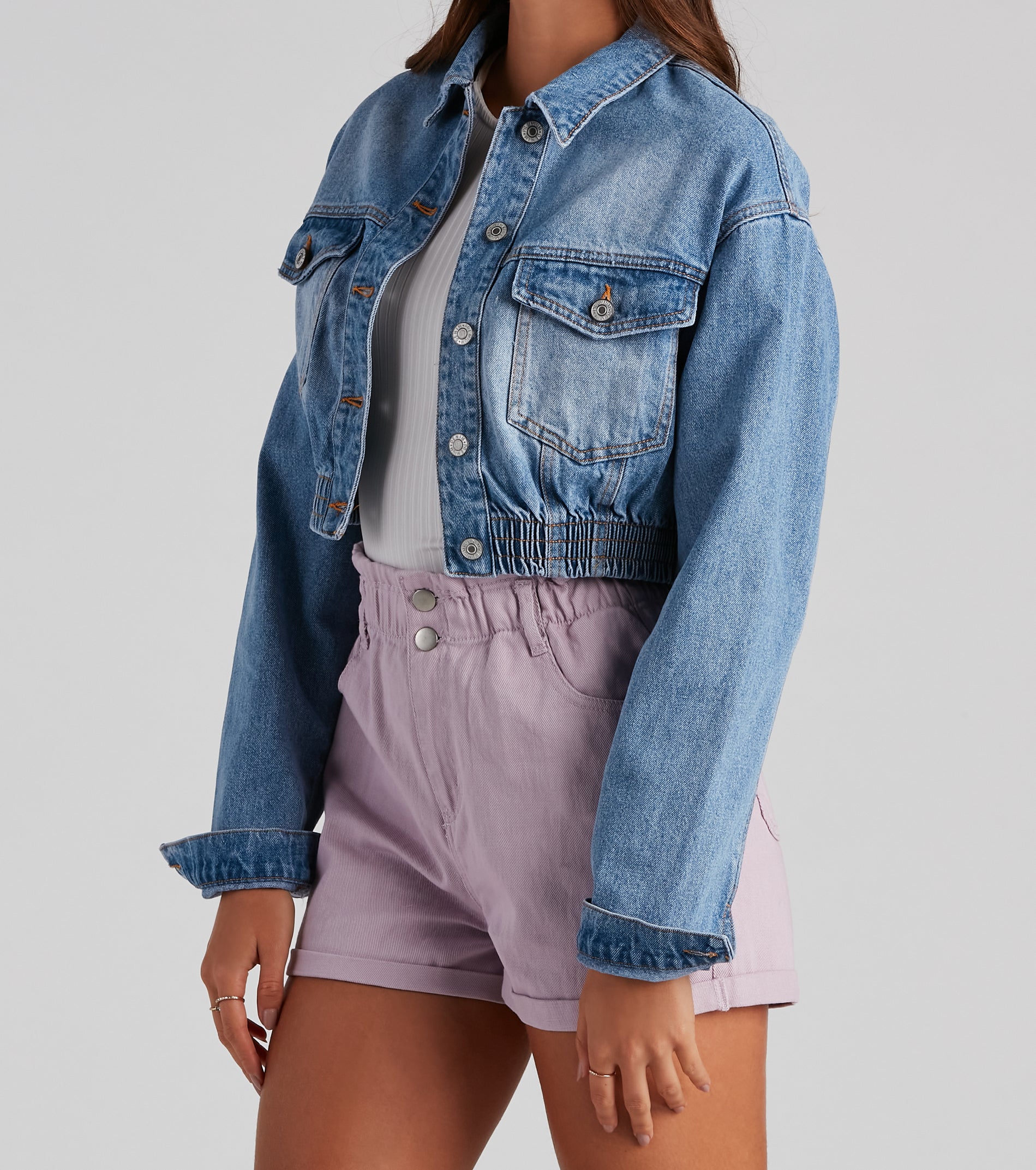 Go With It Cropped Denim Jacket - Image 4