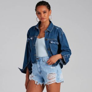 Trendy Vibes Cropped Denim Shacket