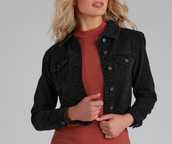 Stylish And Edgy Cropped Denim Jacket - Image 3