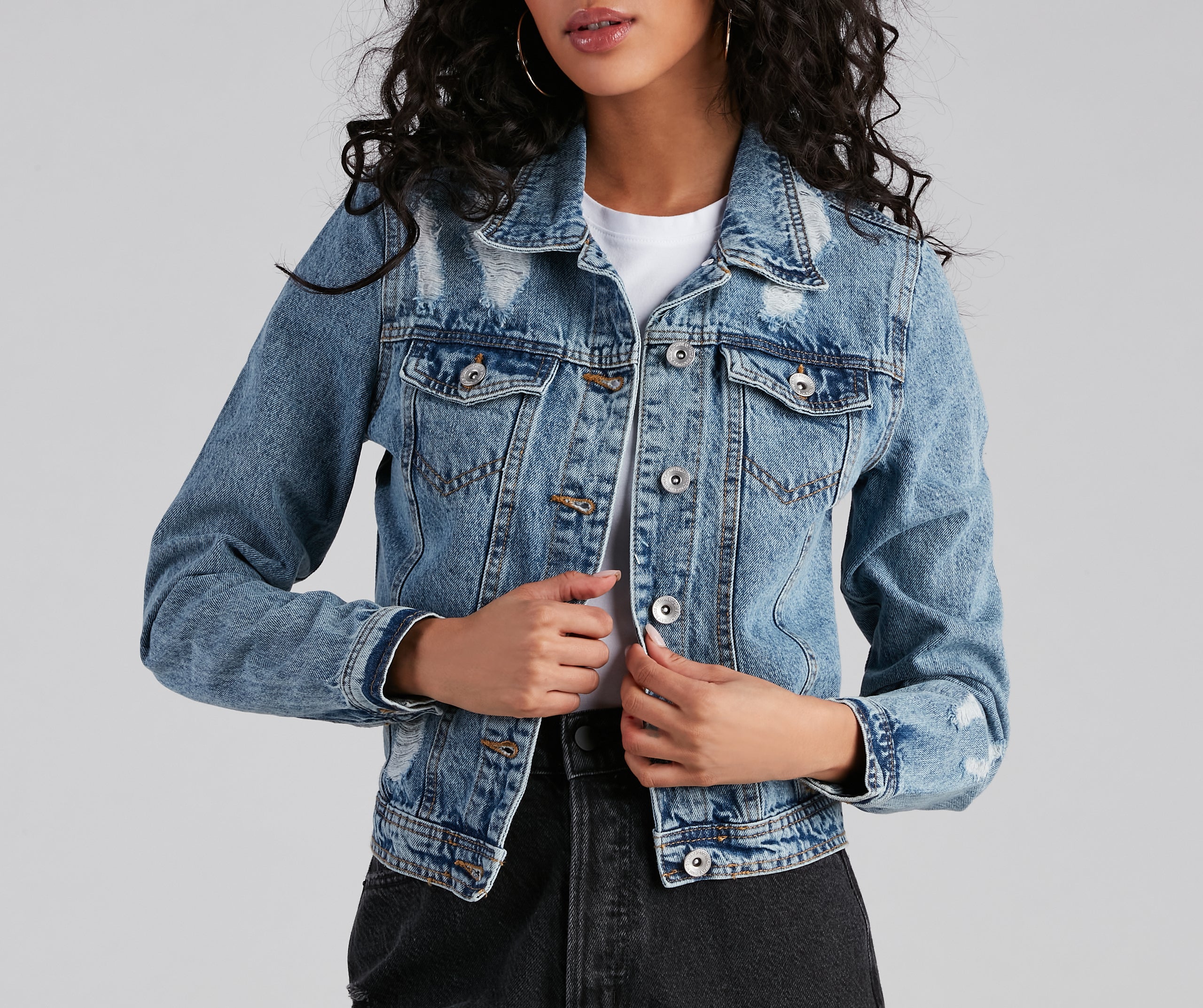 Ready To Roll Destructed Denim Jacket - Image 4