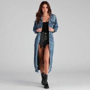 Fray Days Long Denim Jacket