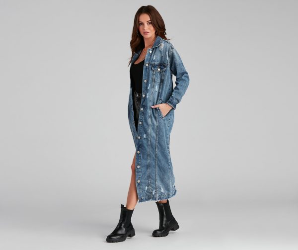 Fray Days Long Denim Jacket - Image 2