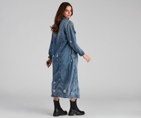Fray Days Long Denim Jacket - Image 3