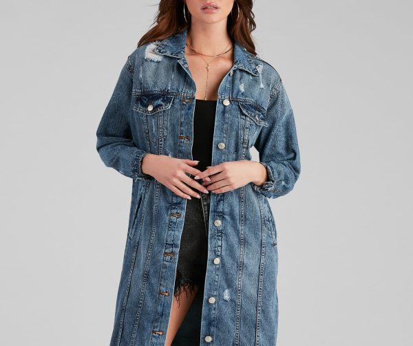 Fray Days Long Denim Jacket - Image 4