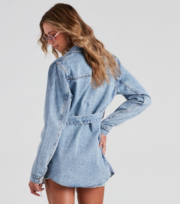 The Classic Acid Wash Denim Shacket - Image 4