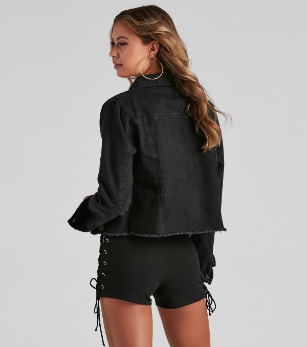 Beach Night Denim Distressed Jacket - Image 3