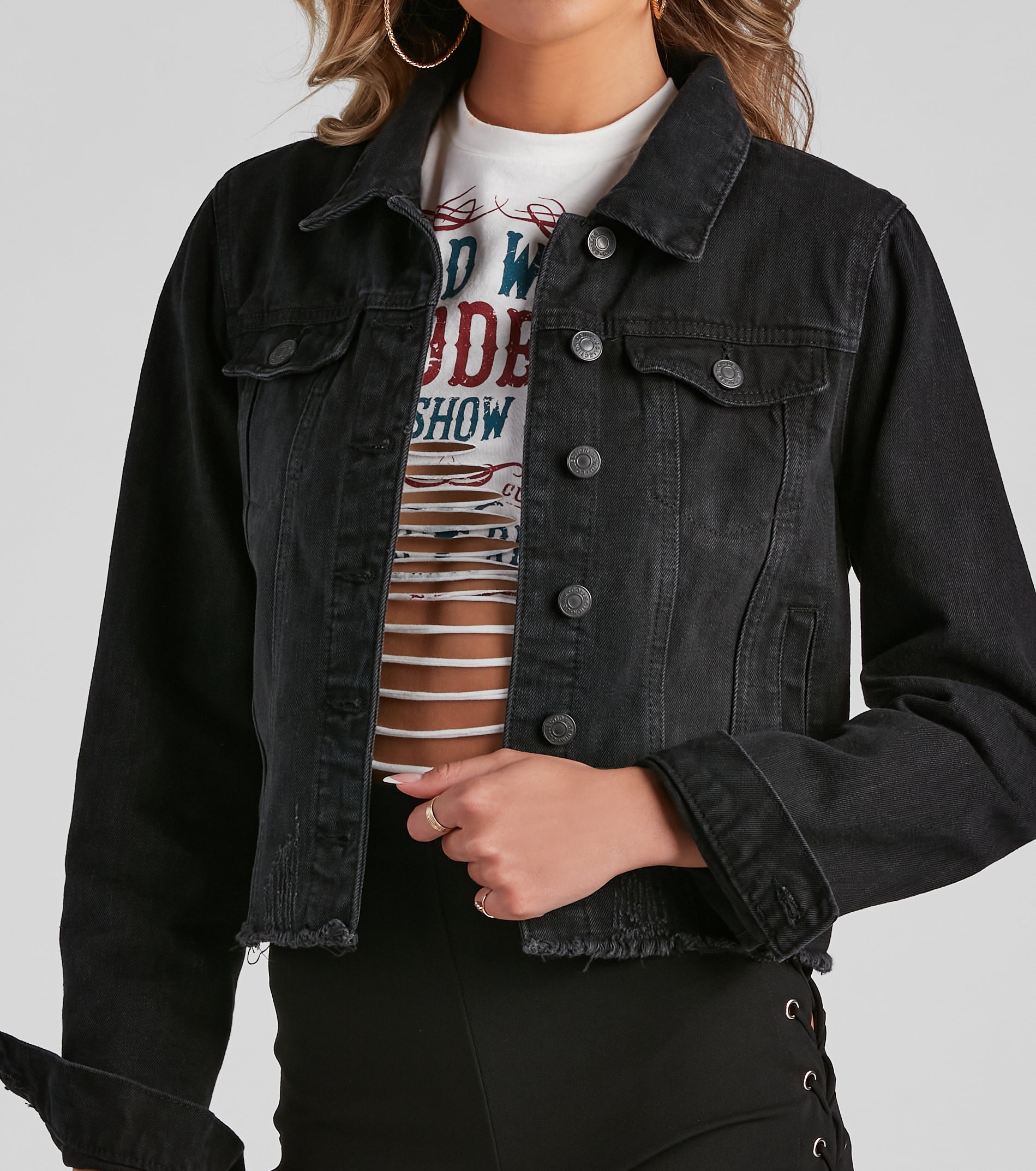 Beach Night Denim Distressed Jacket - Image 4