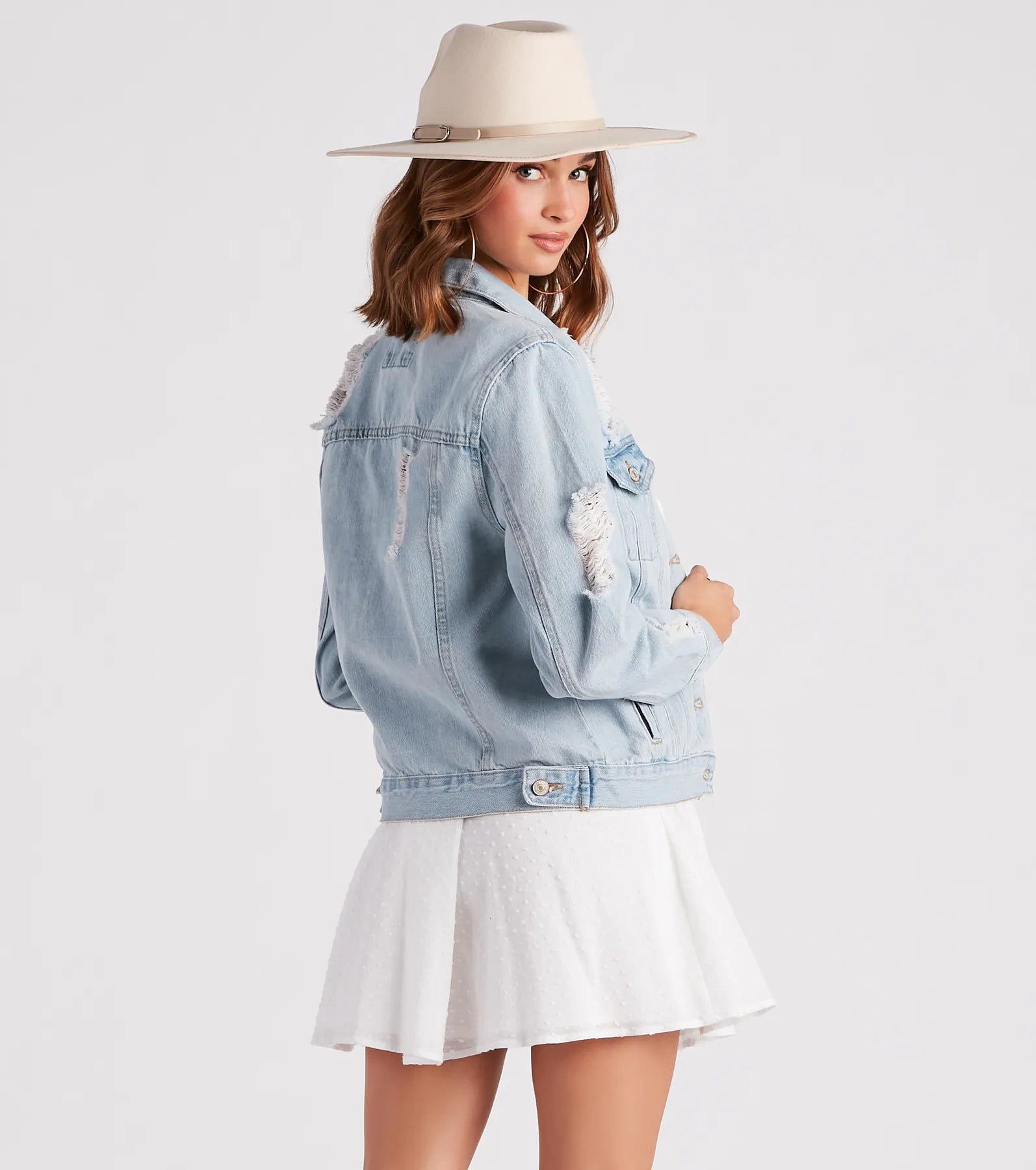 Perfectly Distressed Oversized Denim Jacket - Image 2