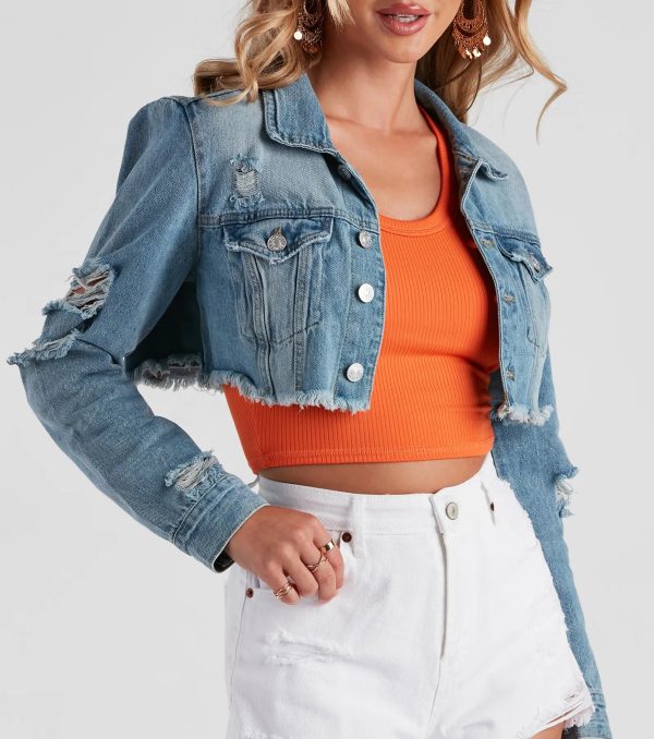 Better In Denim Frayed Crop Jacket - Image 8