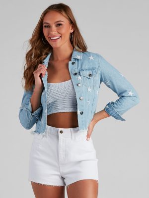 Trendsetting Vibes Embroidered Denim Jacket
