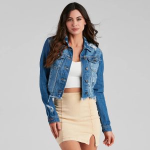 Daring Beauty Cropped Denim Jacket