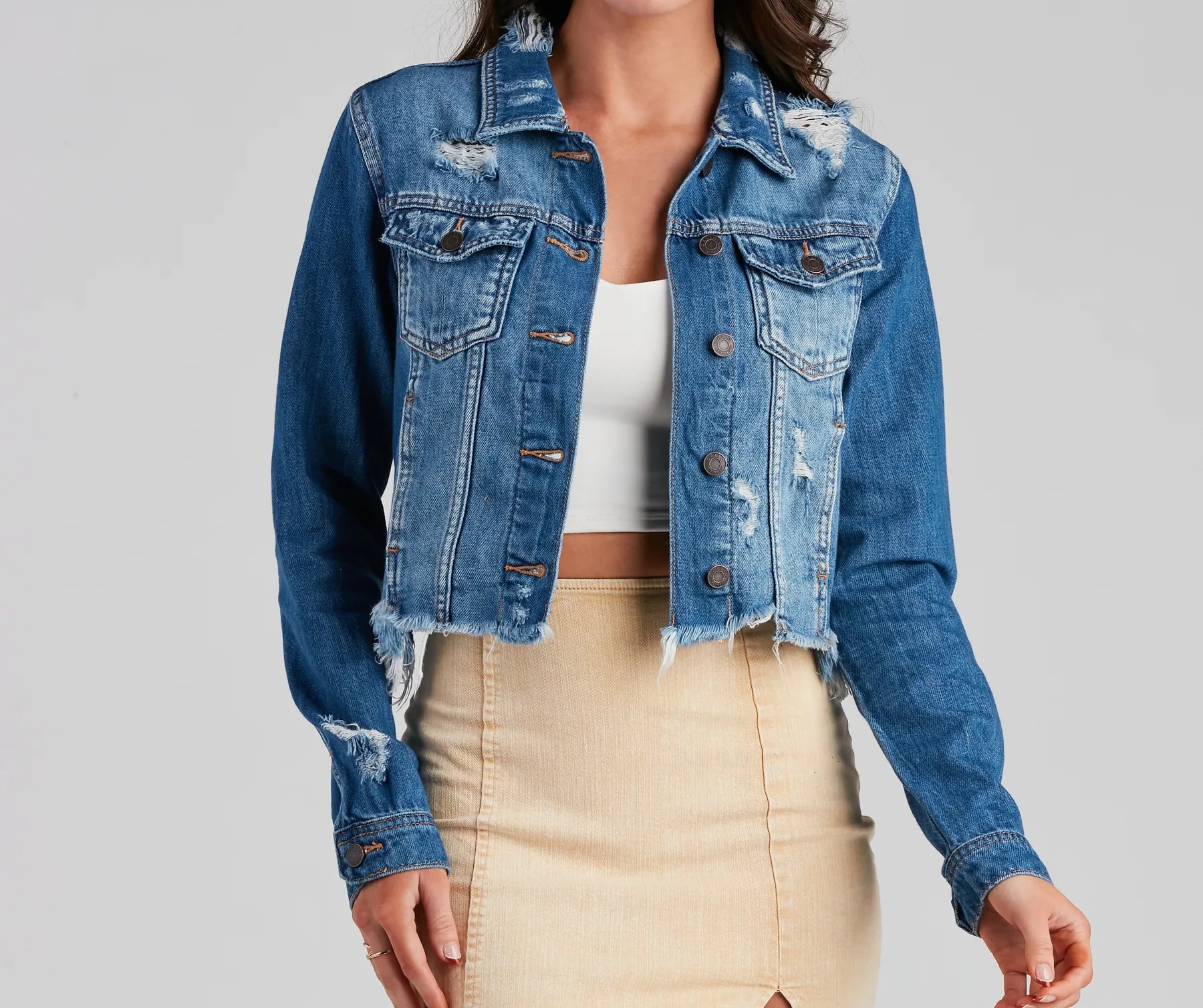 Daring Beauty Cropped Denim Jacket - Image 4